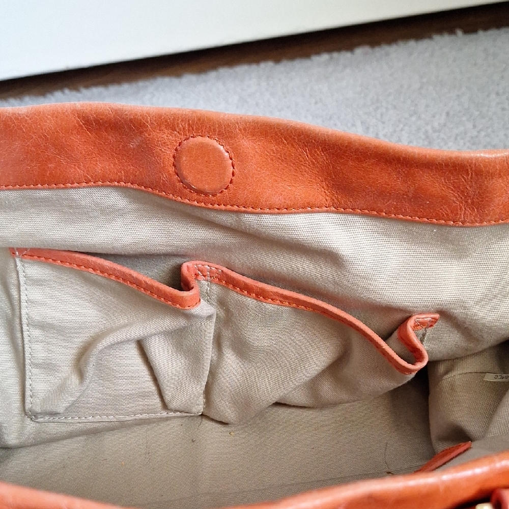 Tory Burch Orange Structured Leather Tote - Picture 8 of 12